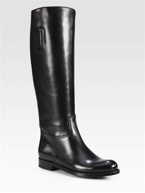 prada black leather riding boots|prada leather boots women.